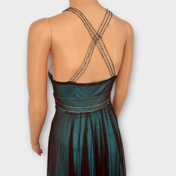 Fairycore Y2K Beaded Crochet Mesh Overlay Handkerchief Hem Midi Dress Size 6 - Picture 9 of 16